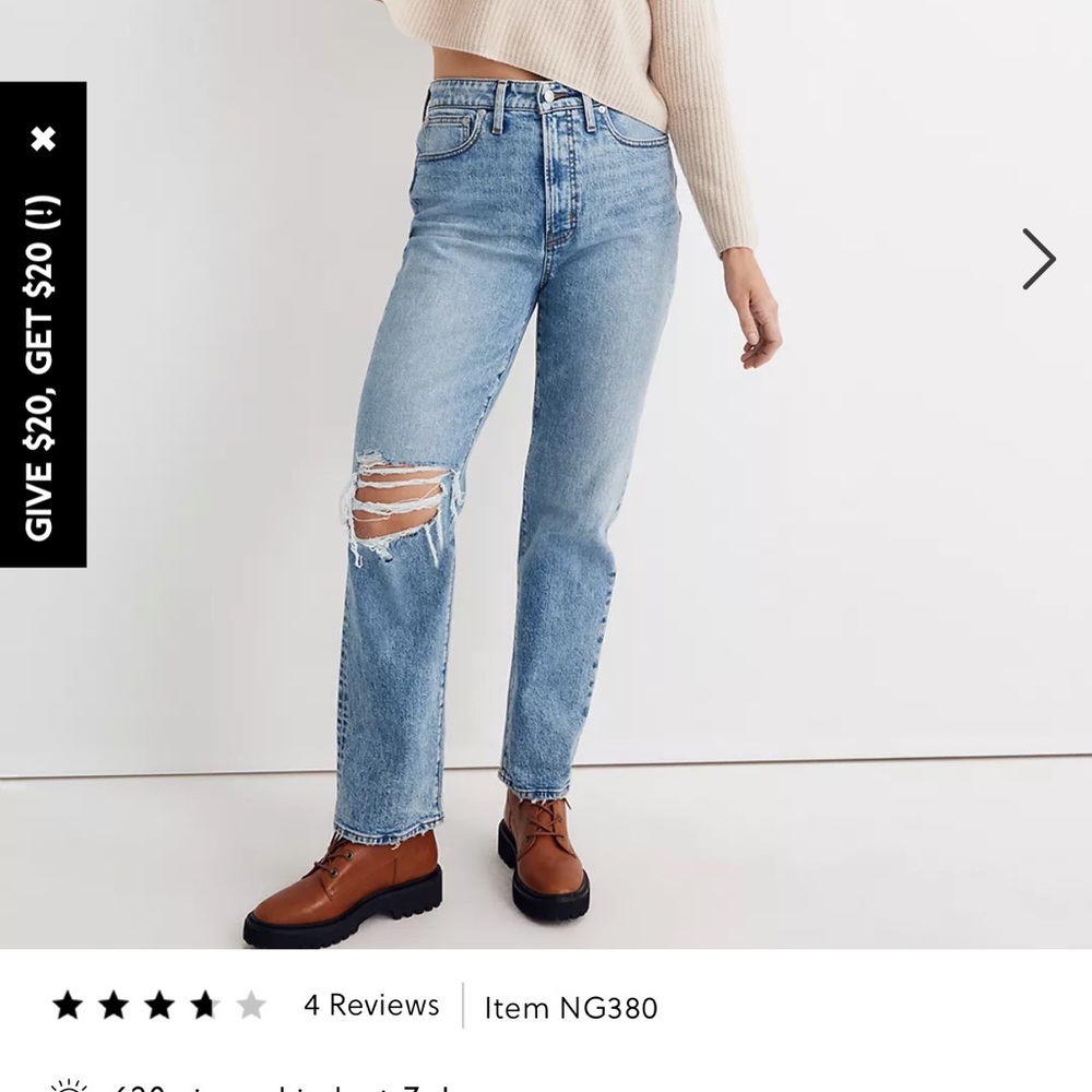 the perfect vintage straight jean in kingsbury wash: knee-rip edition